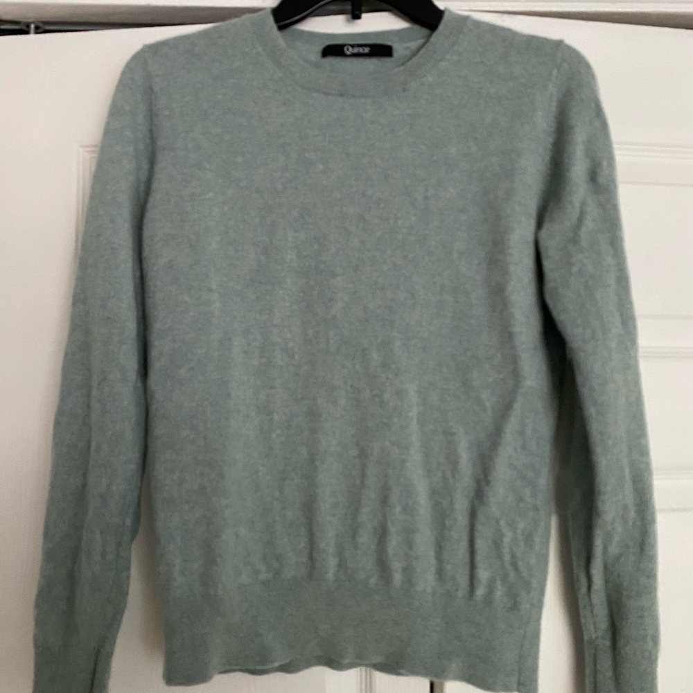Quince Mongolian Cashmere Crewneck Sweater in Teal Blue